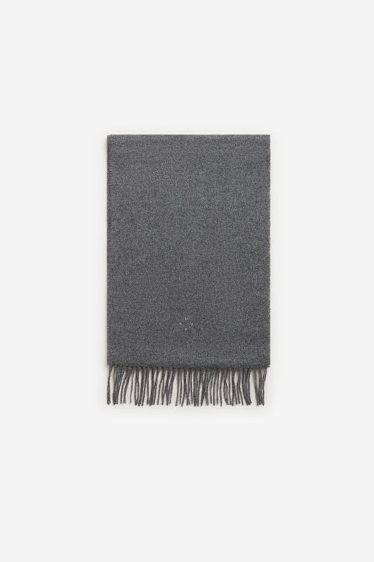Unisex accessories cashmere scarf, grey melange, with fringed ends.