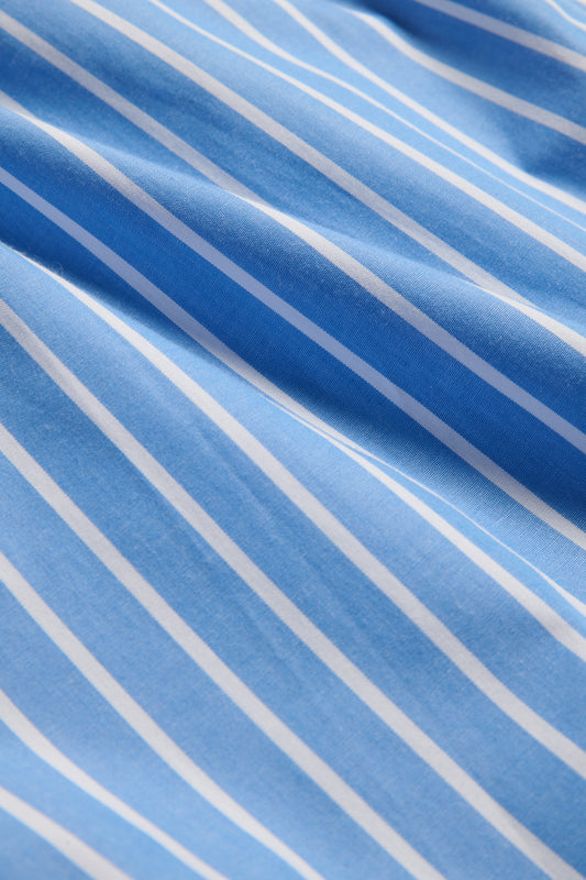 Men's jersey boxershorts, 100% organic cotton, blue and white striped.