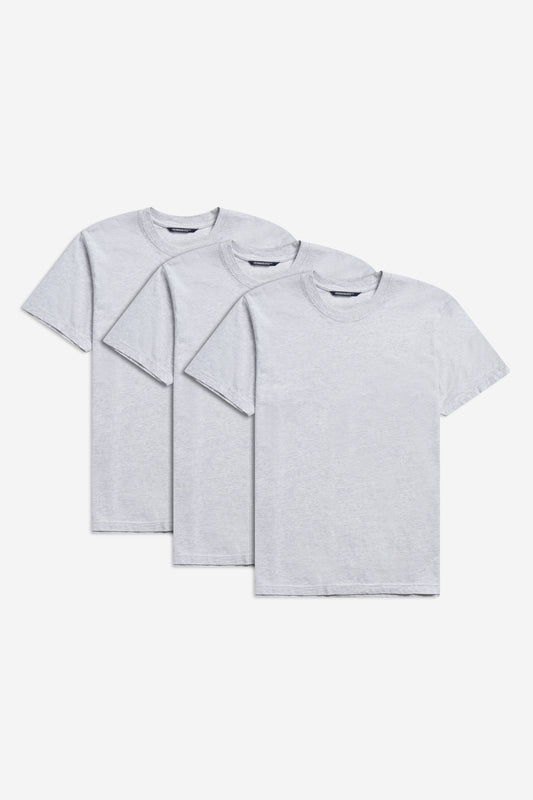 Men's jersey short-sleeved shirts, 100% organic cotton, pre-washed, heather grey, set of 3.