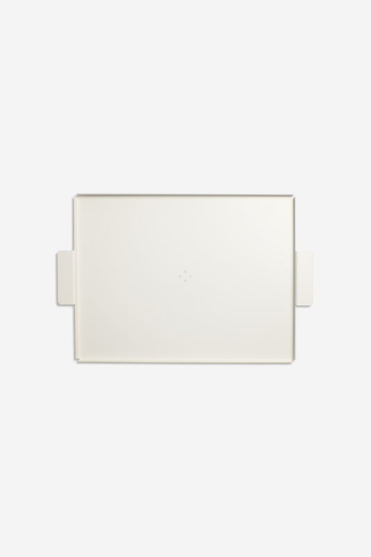 Accessories tray, small, white coated aluminum, 34x26cm, with handles.