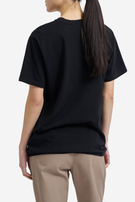 Women's jersey short-sleeved shirt, 100% organic cotton, pre-washed, black.