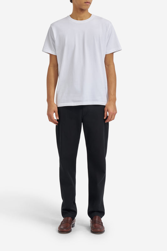 Men's jersey short-sleeved shirt, 100% organic cotton, pre-washed white.