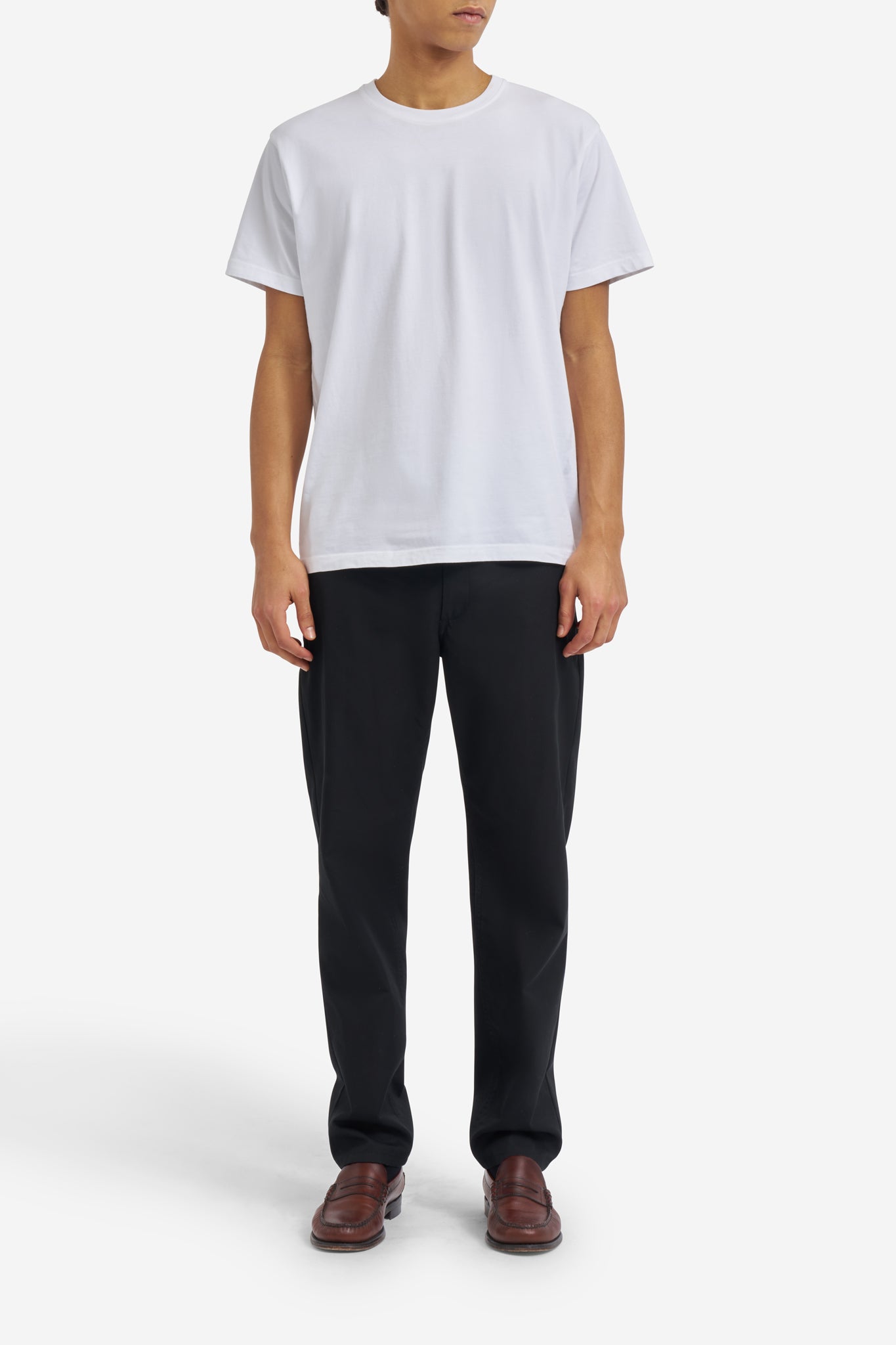 Men's jersey short-sleeved shirt, 100% organic cotton, pre-washed white.