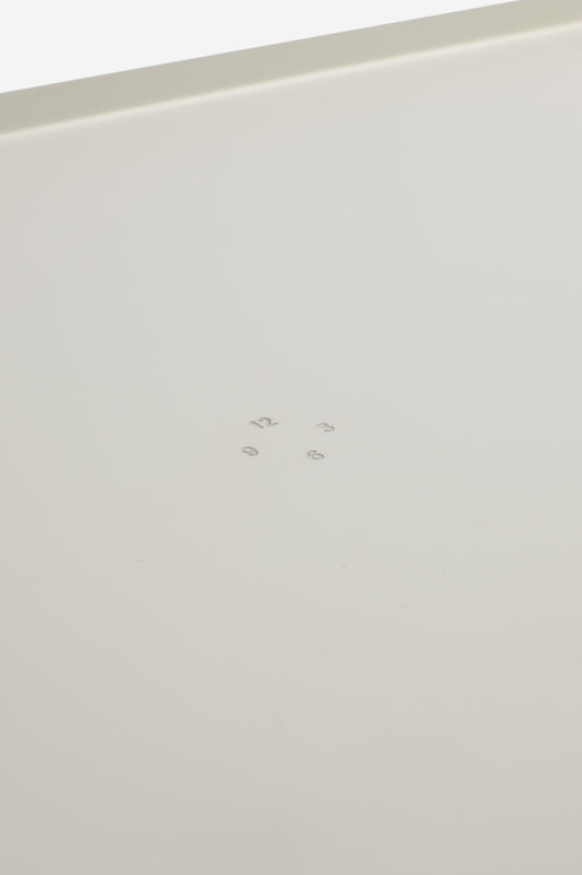Accessories tray, white coated aluminum, 53x34cm, elegant minimalist design.