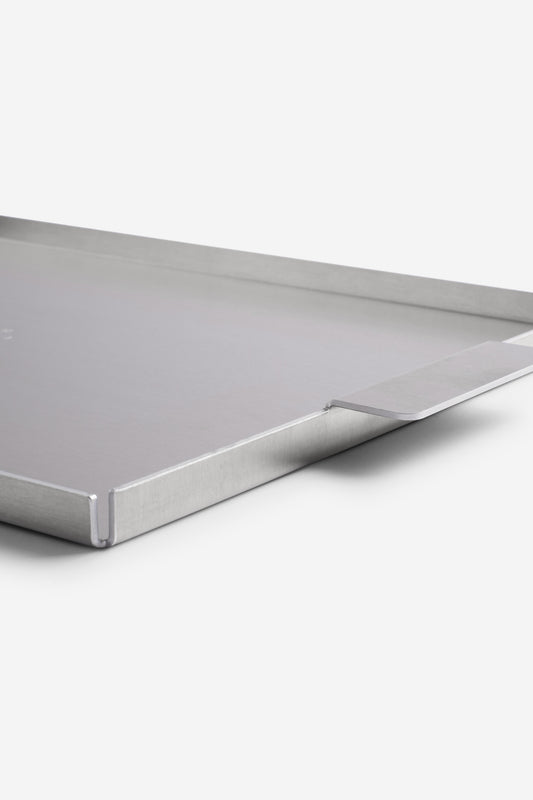 Accessories tray, small, uncoated aluminium, 34x26cm, with a sleek, minimalist design.