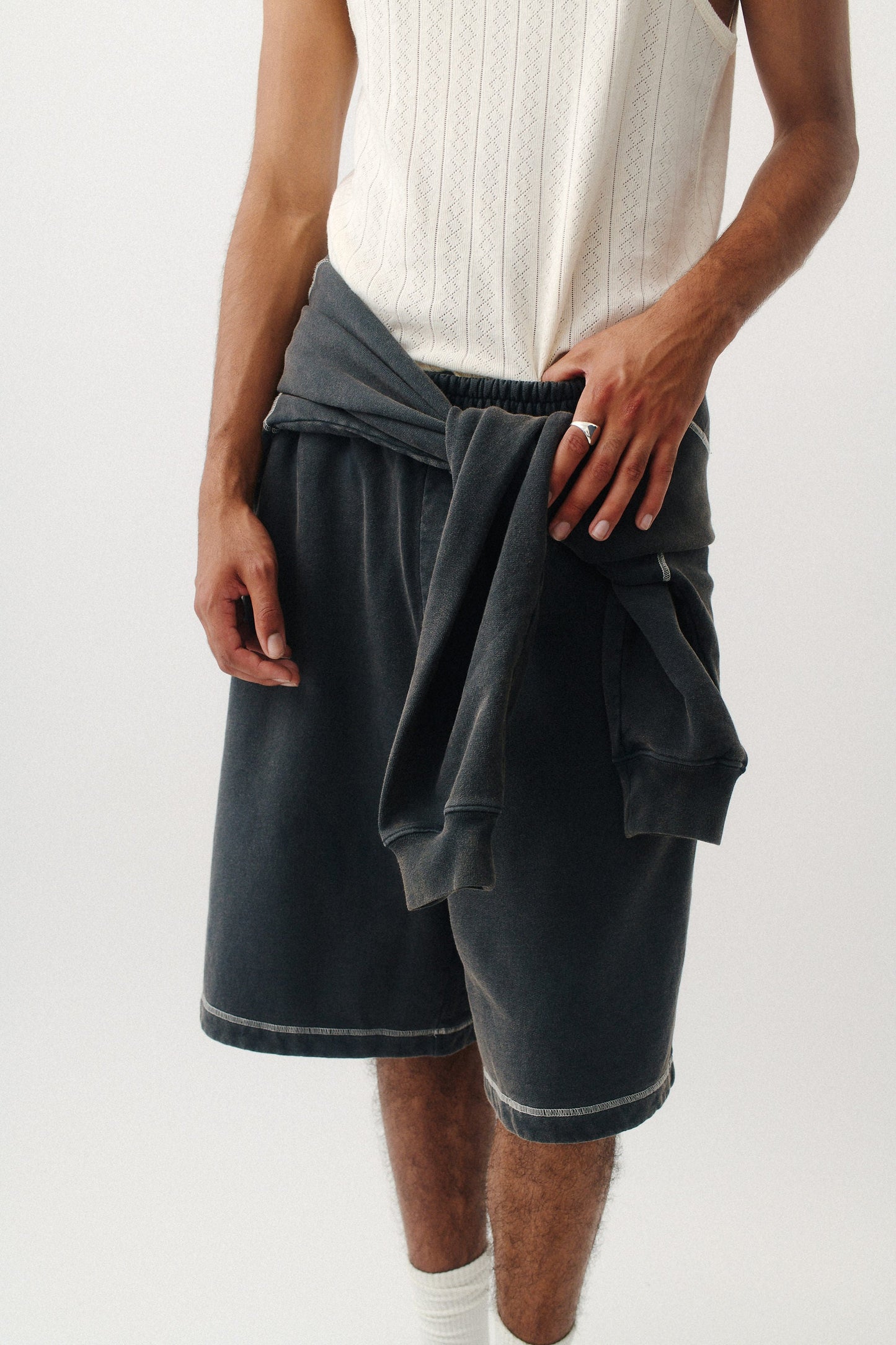 Saleh Jersey Shorts Washed Black