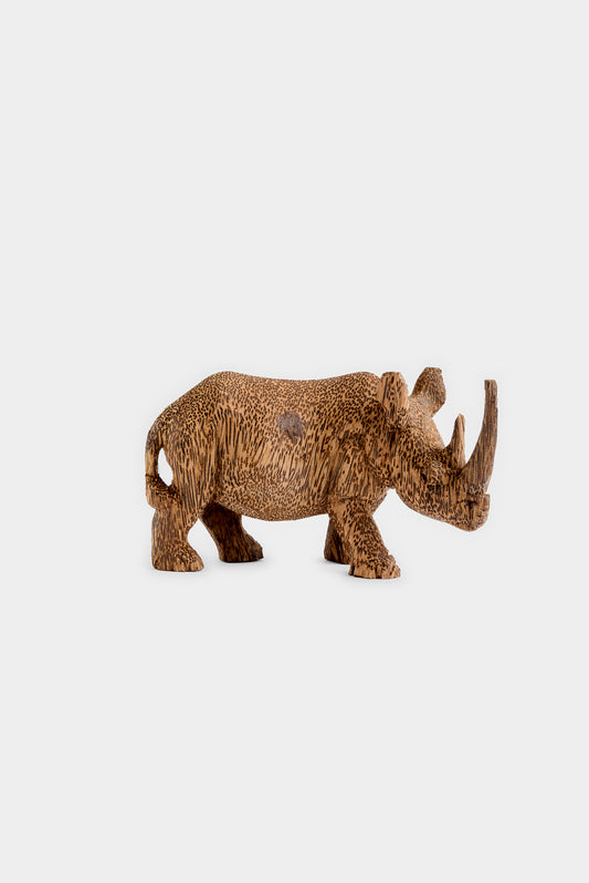 CARVED WOODEN RHINO