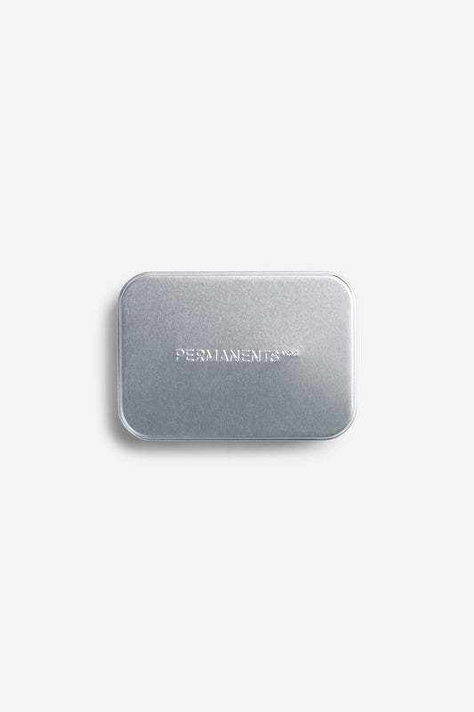Accessories, soap bar, aluminum, silver, rectangular, PERMANENTS® logo.