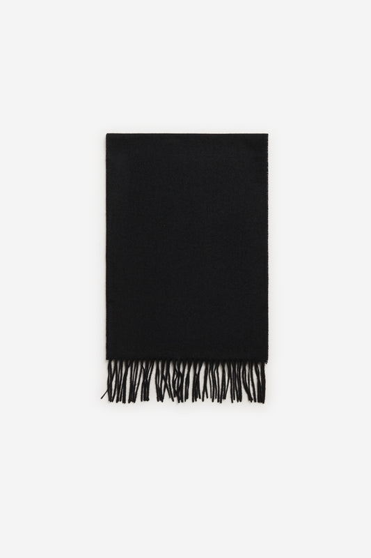 Unisex accessories scarf 100% cashmere black with fringe.