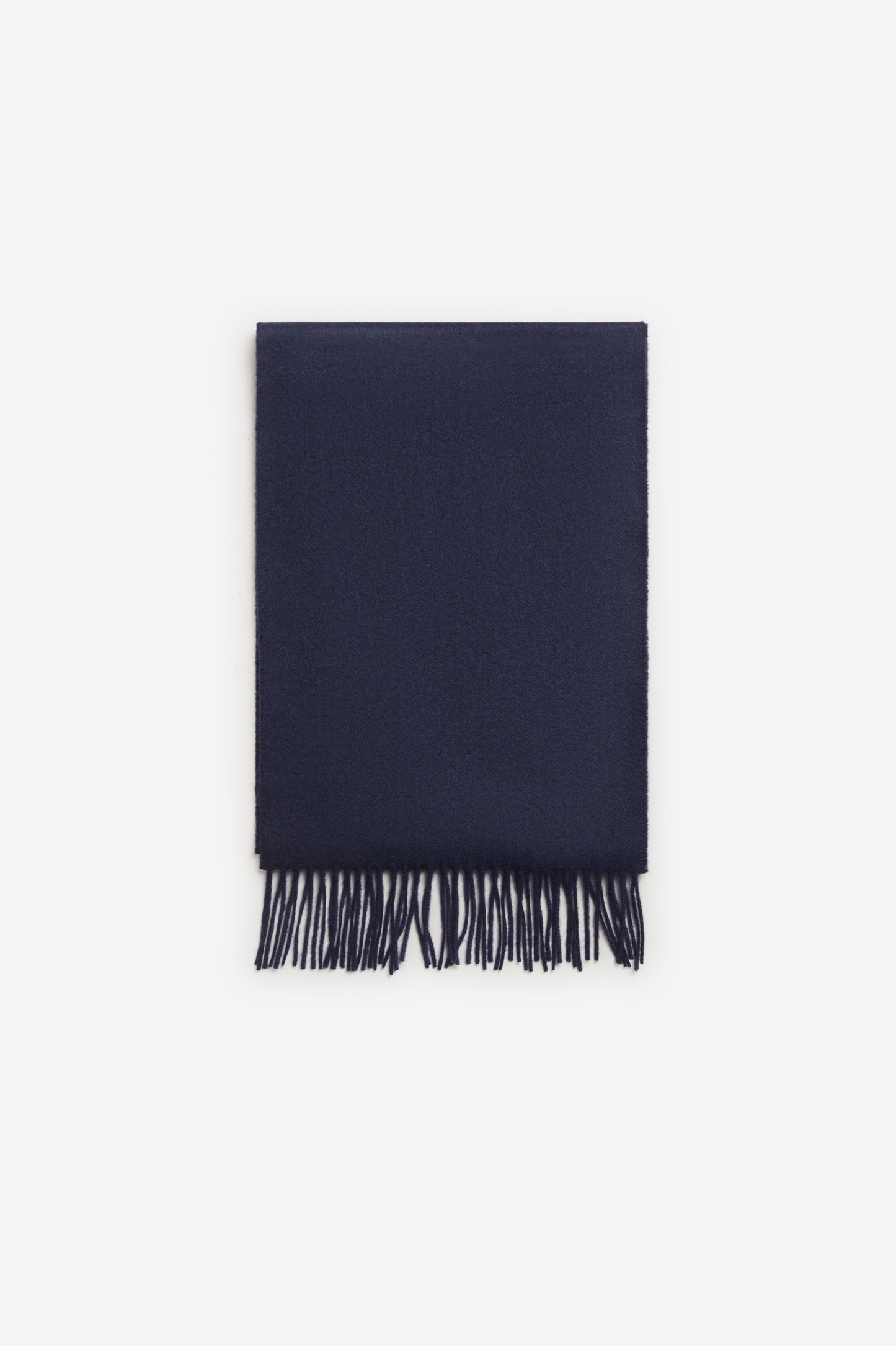 Unisex accessories scarf, 100% cashmere, navy, with fringed ends.