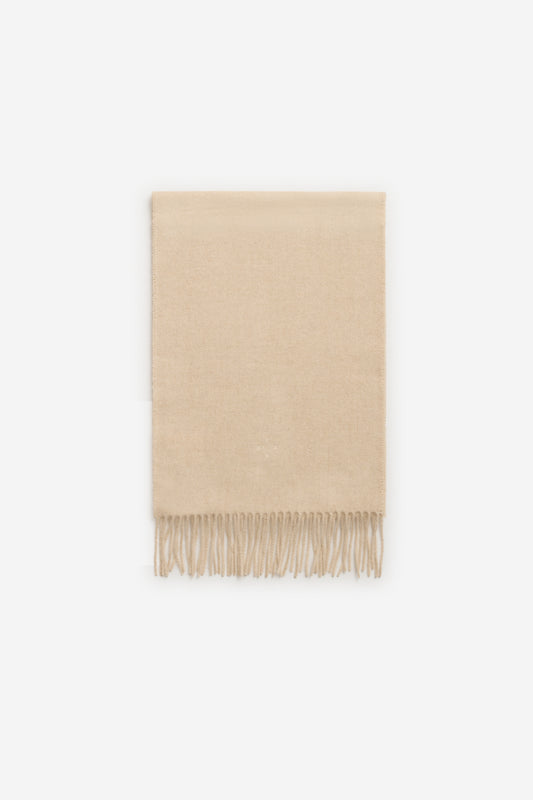 Unisex accessories scarf, 100% cashmere, creme, with fringed ends.