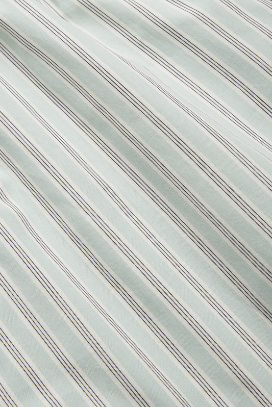 Men's jersey boxershorts, 100% organic cotton, light green and white striped.