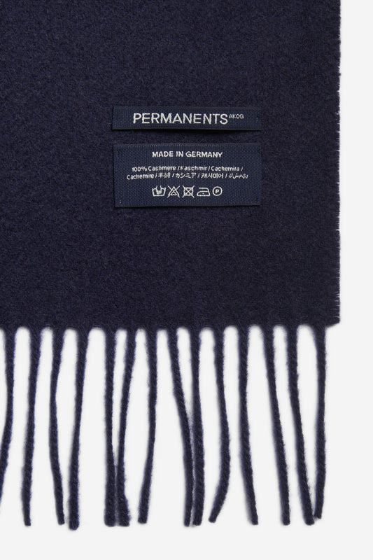 Unisex accessories scarf 100% cashmere navy, handmade in Germany, with fringe detail.