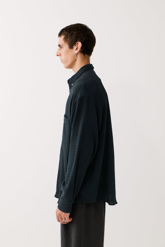 Banita Button Down Shirt Navy Green Check