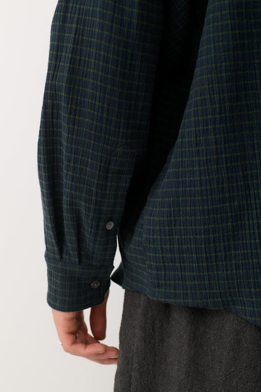 Banita Button Down Shirt Navy Green Check