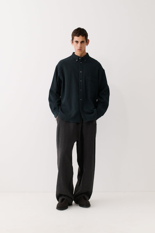 Banita Button Down Shirt Navy Green Check