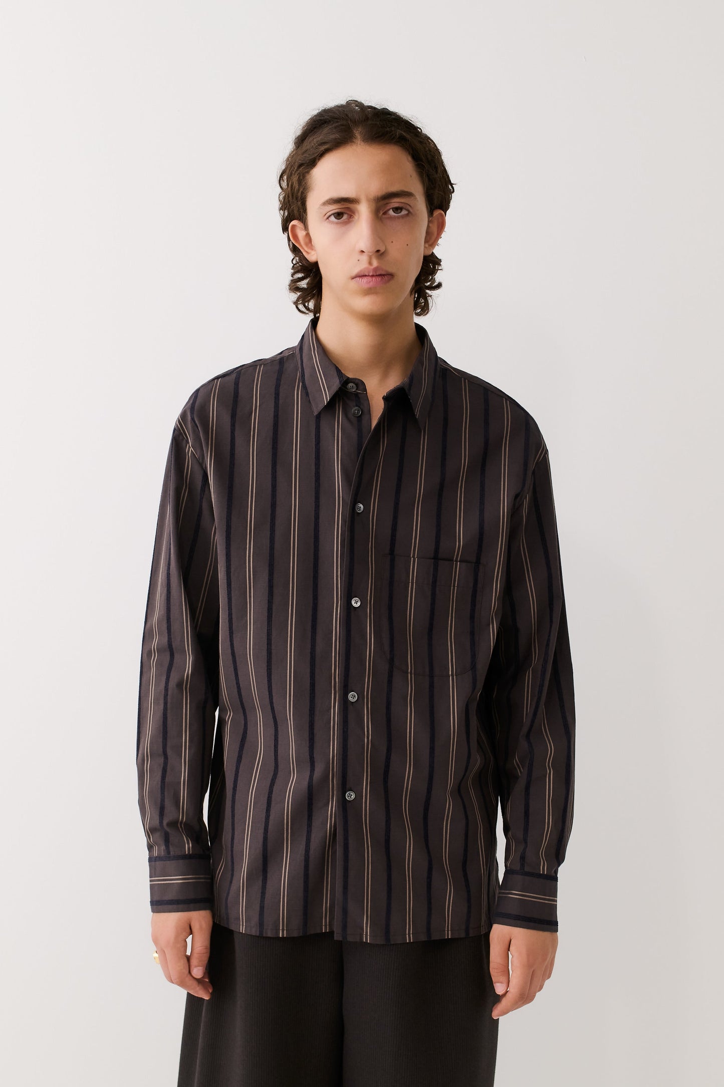 Gusto Shirt Brown Velvet Stripe