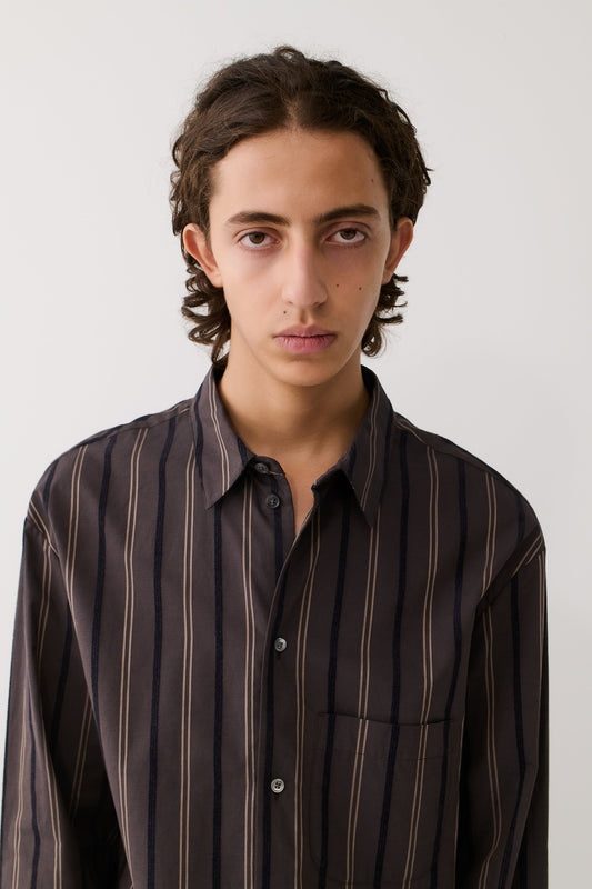 Gusto Shirt Brown Velvet Stripe