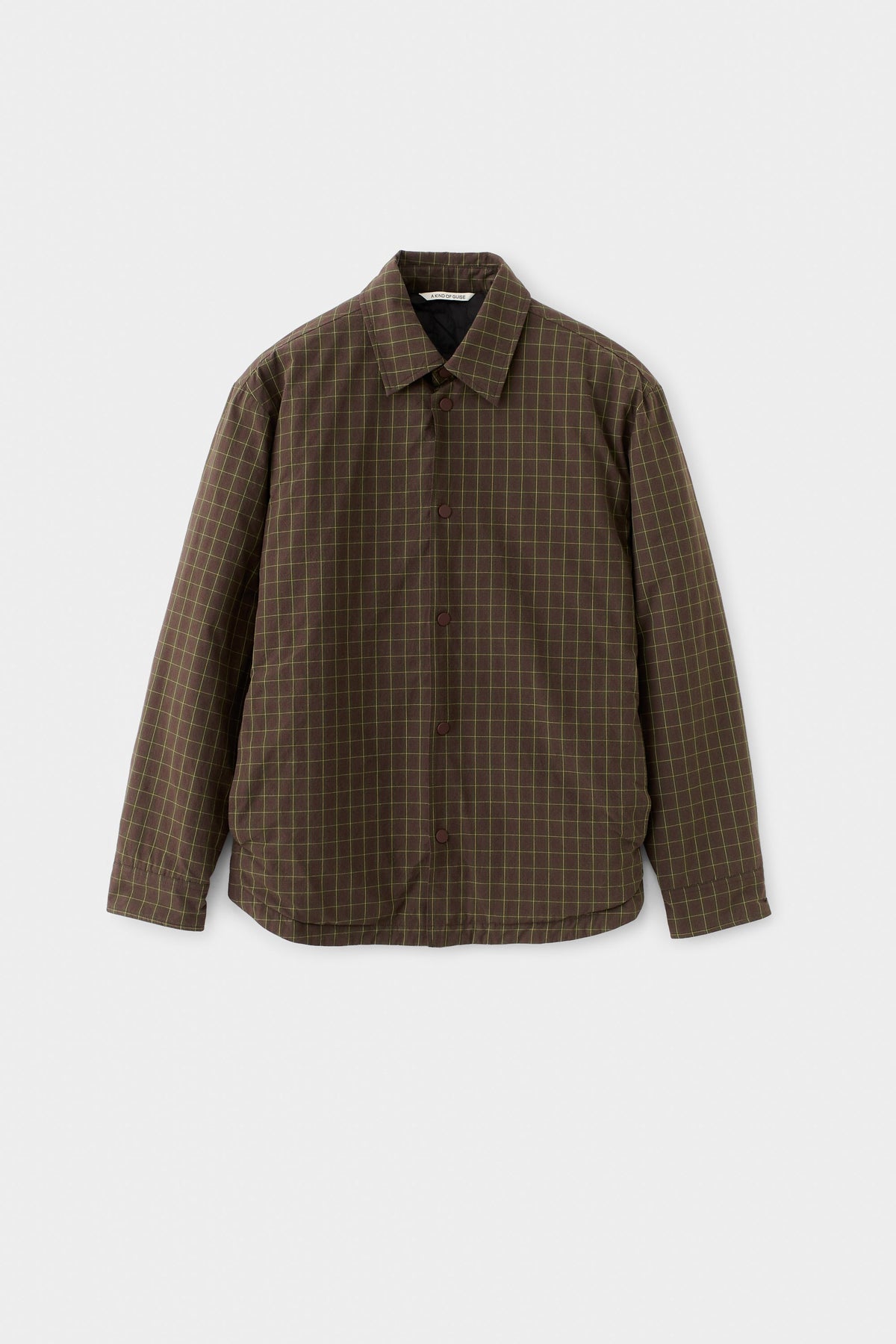 Olkay Quilted Overshirt Olive Burgundy Check