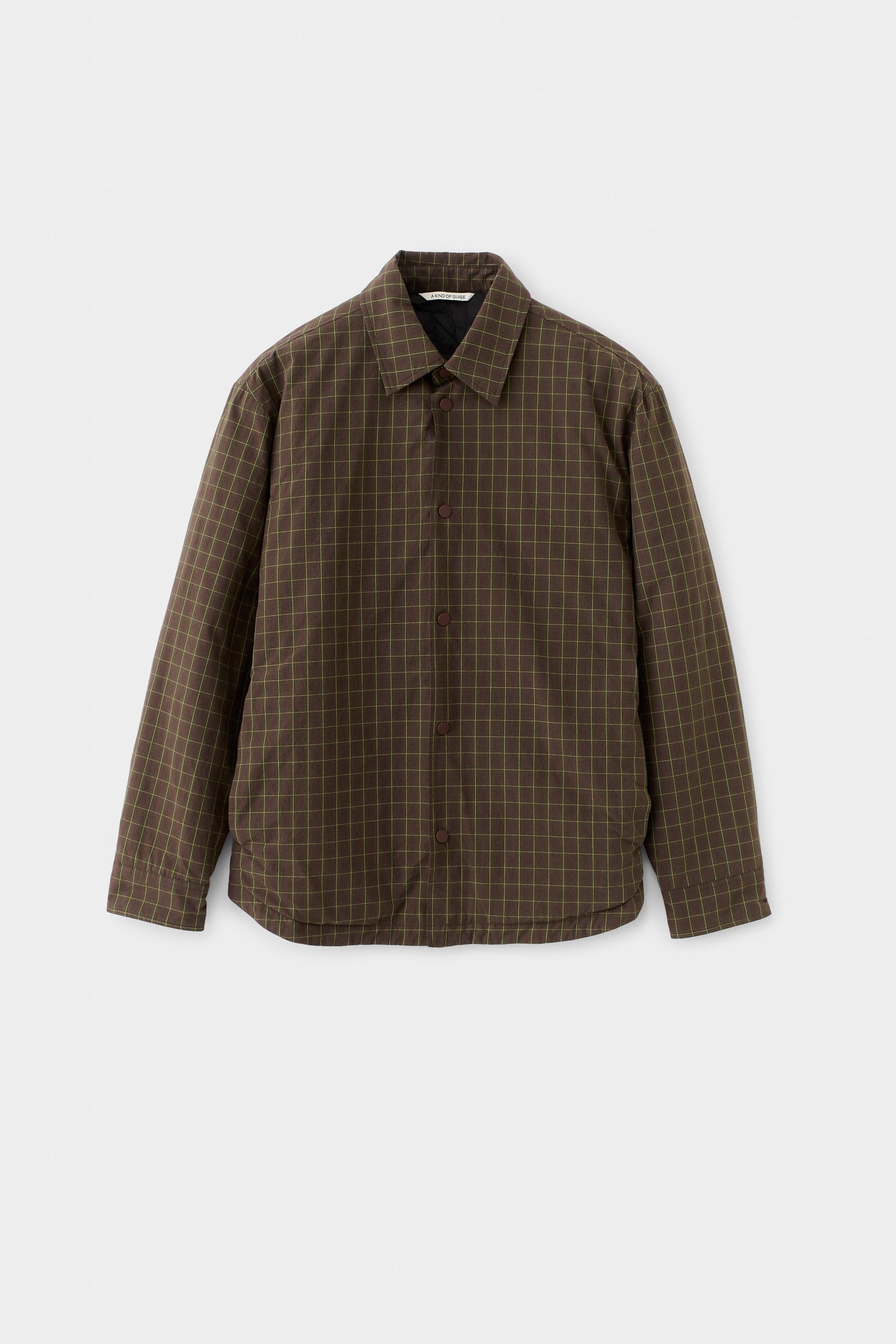 Olkay Quilted Overshirt Olive Burgundy Check