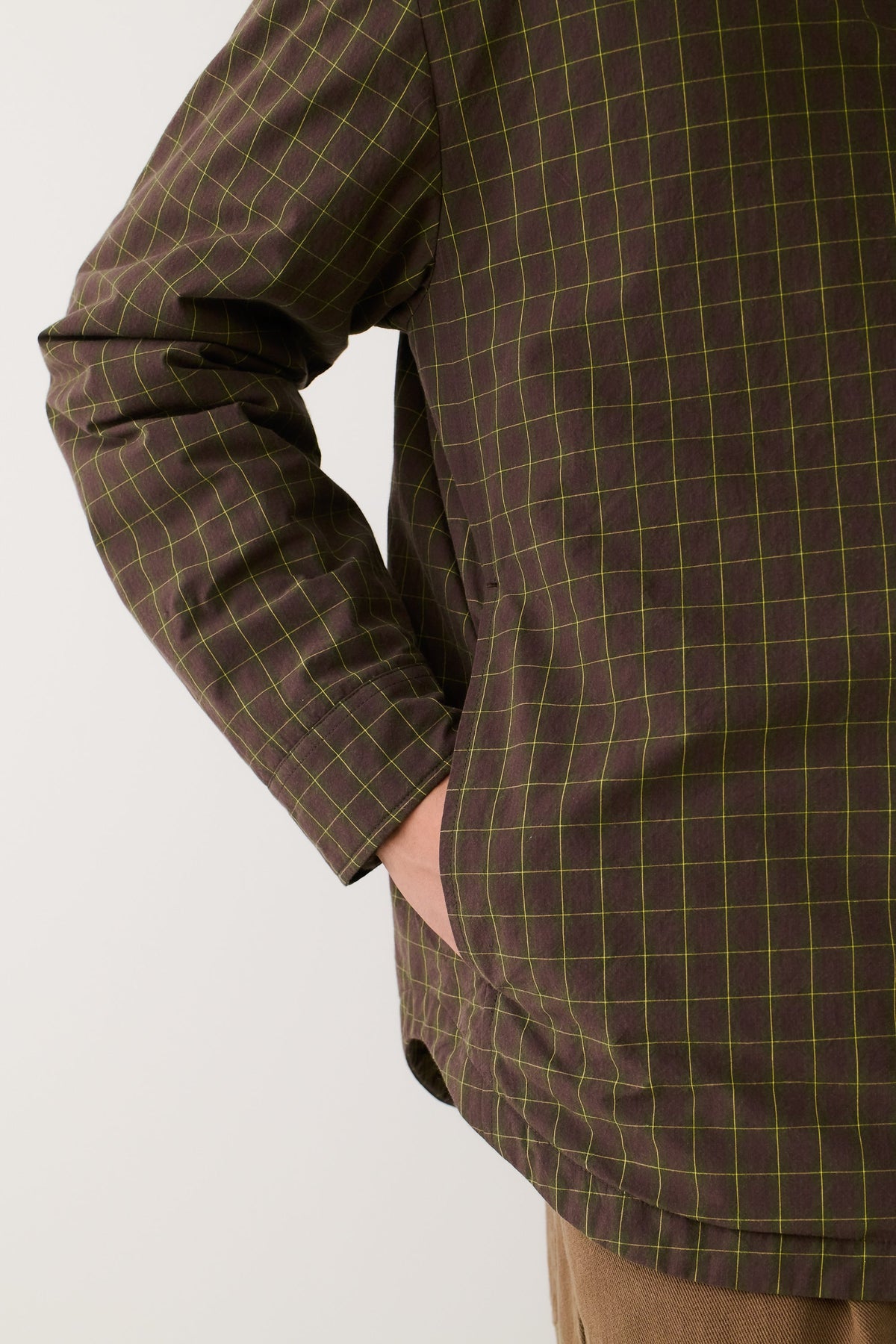 Olkay Quilted Overshirt Olive Burgundy Check