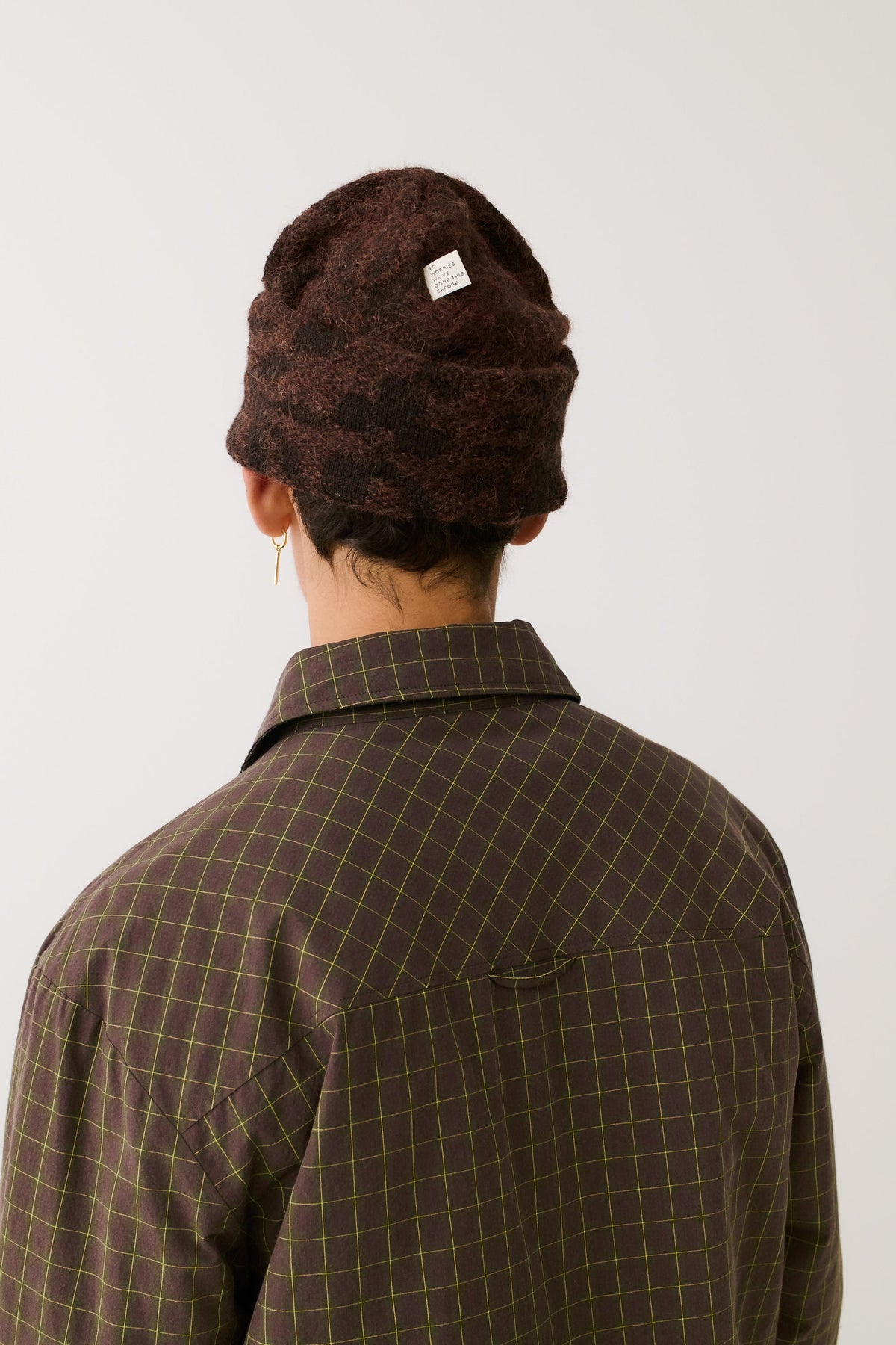 Olkay Quilted Overshirt Olive Burgundy Check