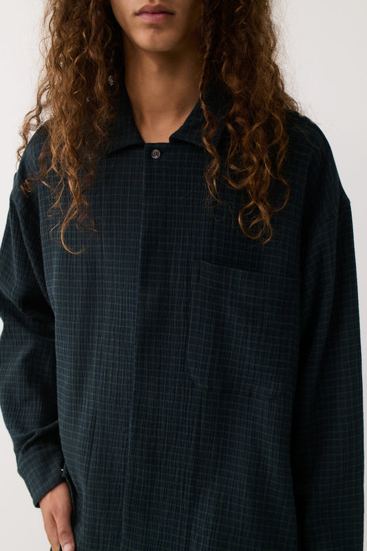 Rumba Shirt Navy Green Check