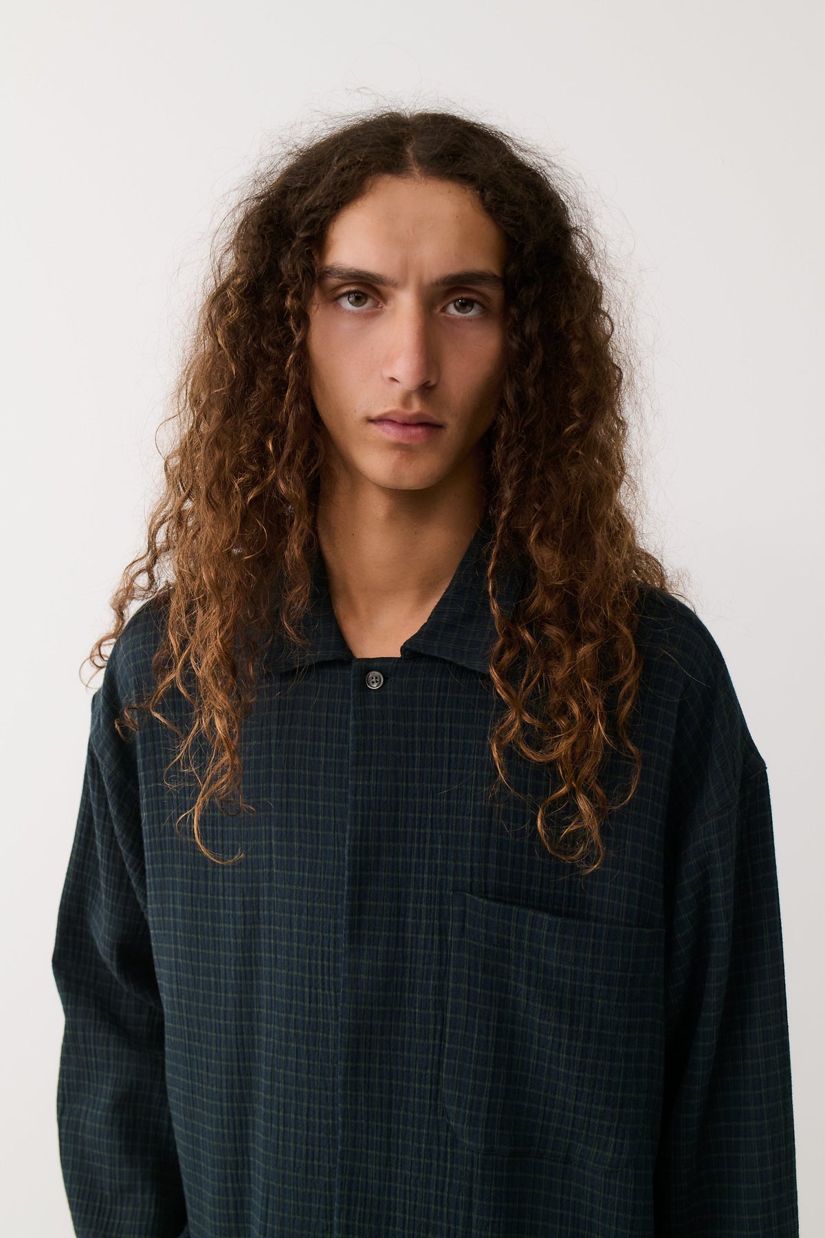 Rumba Shirt Navy Green Check