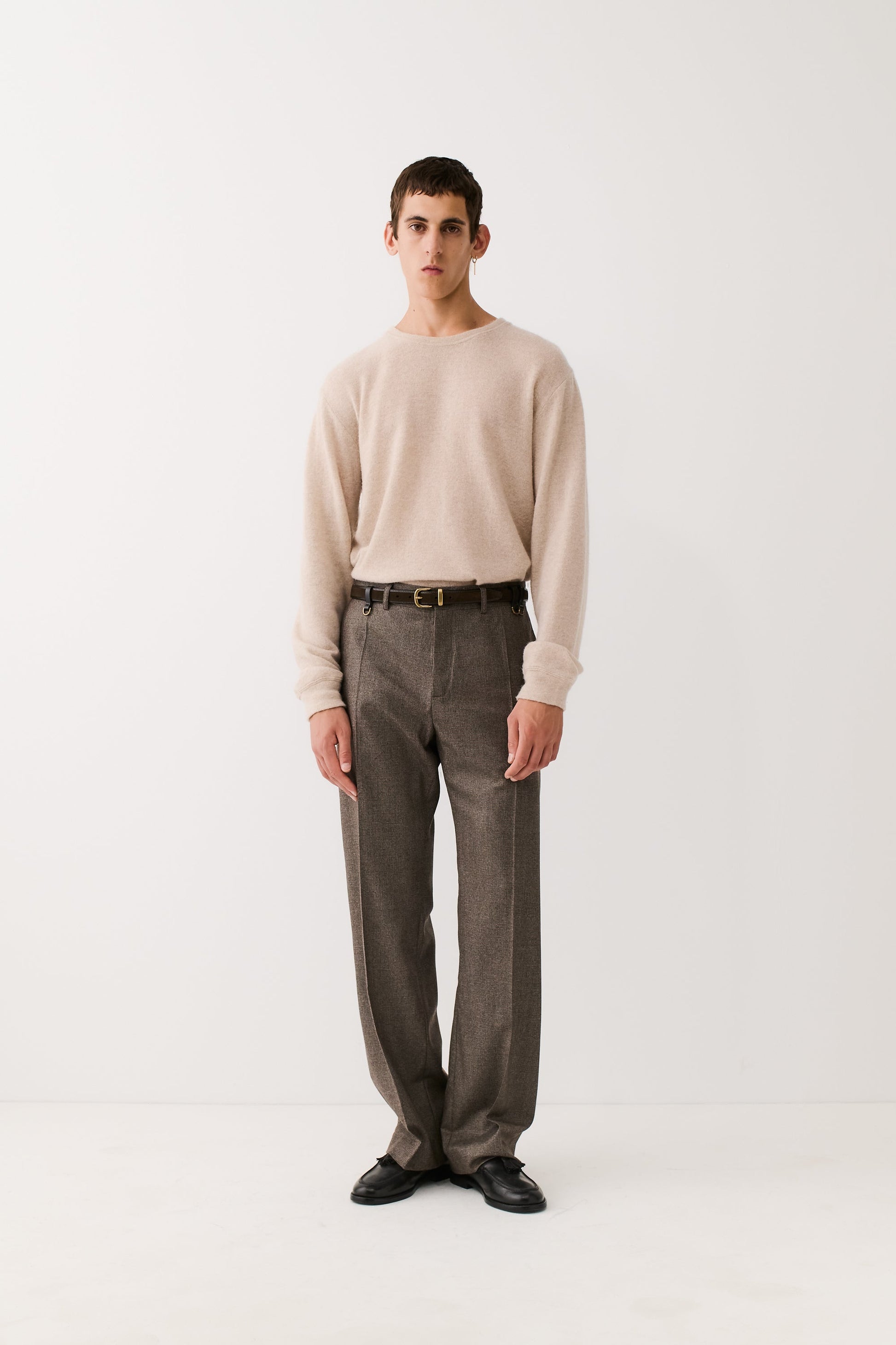 Tailored Wide Trousers Dirty Houndstooth