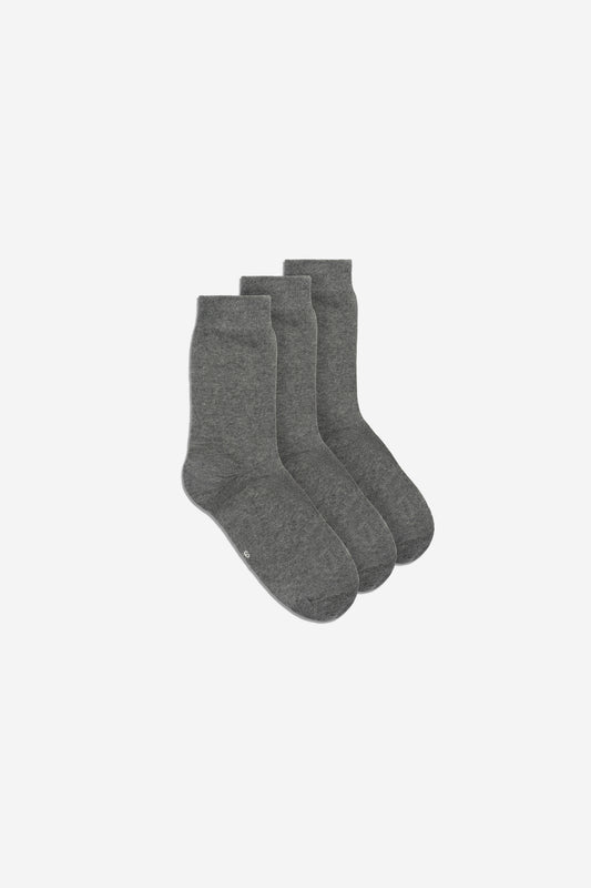 Unisex accessories socks, cotton mix, anthracite, pack of three with ribbed cuffs.