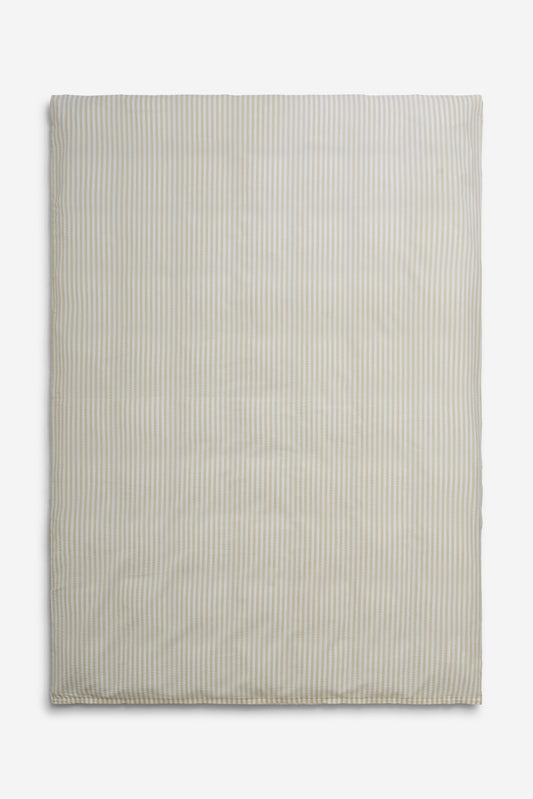 Duvet cover, 100% organic cotton seersucker, sage stripe, 140x200cm, zipper closure.