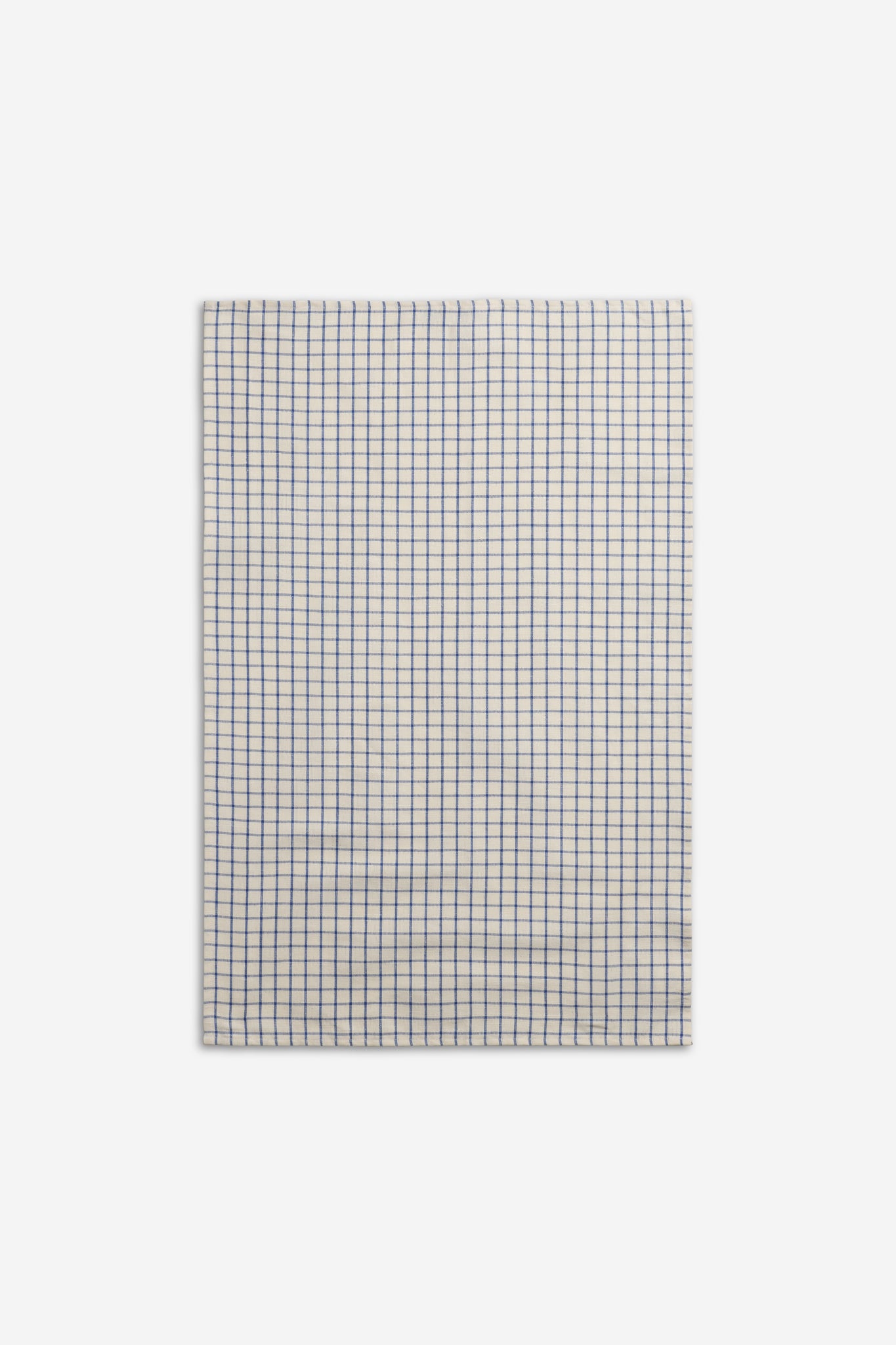 Accessories tea towel, linen-cotton blend, indigo check pattern, folded.