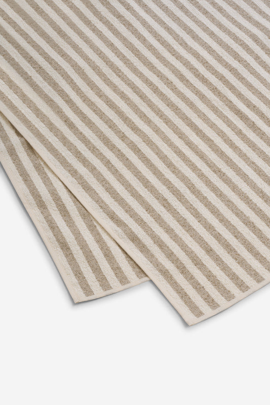 Accessories towel, linen-cotton mix, wide flax stripe, 80x160cm, natural beige and off-white.