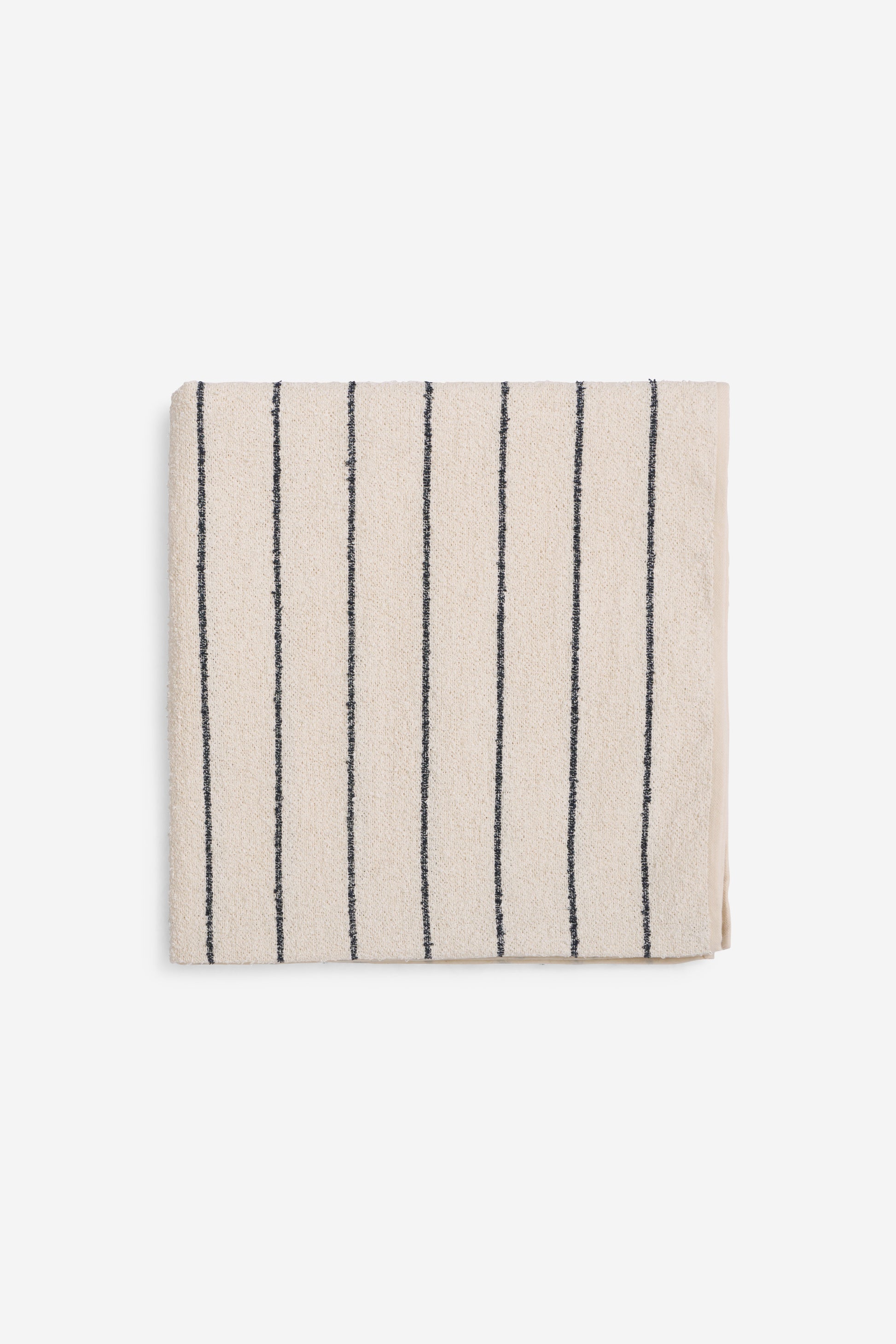 Accessories towel, linen-cotton mix, fine indigo stripe, natural beige.