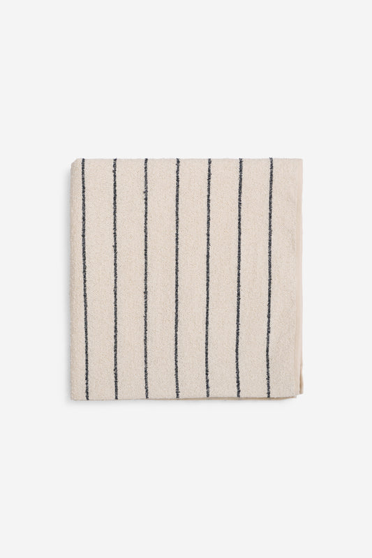 Accessories towel, linen-cotton mix, fine indigo stripe, natural beige.