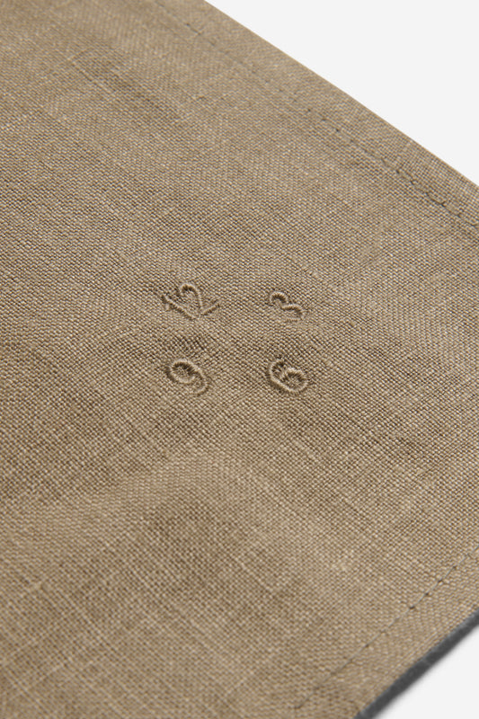 Accessories napkin, 100% linen, clay, with embroidered numbers "12 3 9 6".