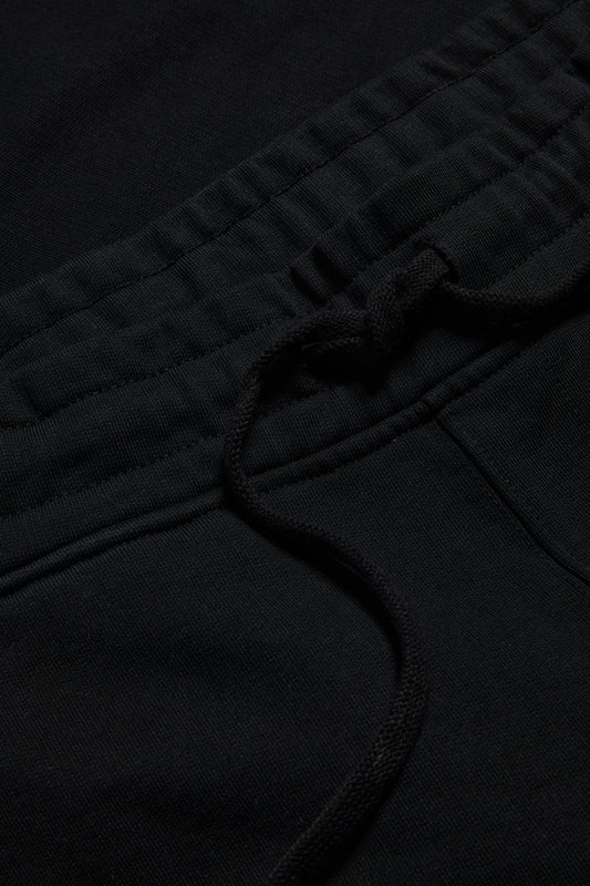 Unisex long-pants, organic cotton heavy jersey, black, with elastic waistband and drawstring.