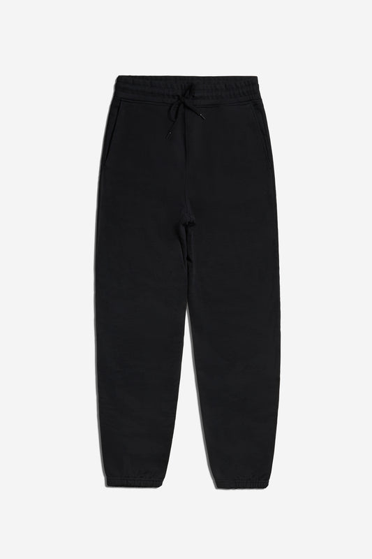 Unisex long-pants, heavy jersey organic cotton, black sweatpants with drawstring and embroidered logo.