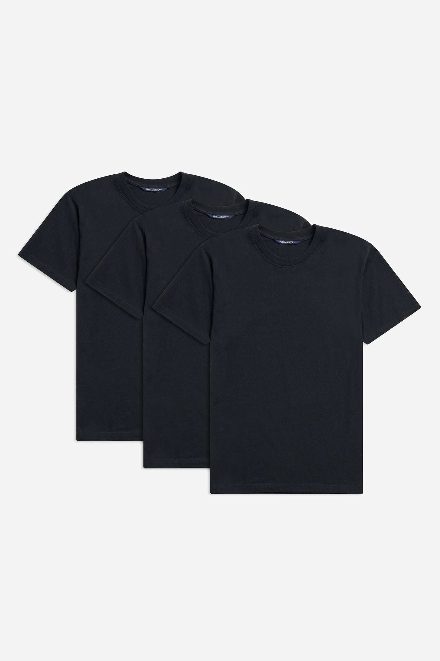 Men's jersey short-sleeved shirt, 100% organic cotton, pre-washed, black, set of 3.