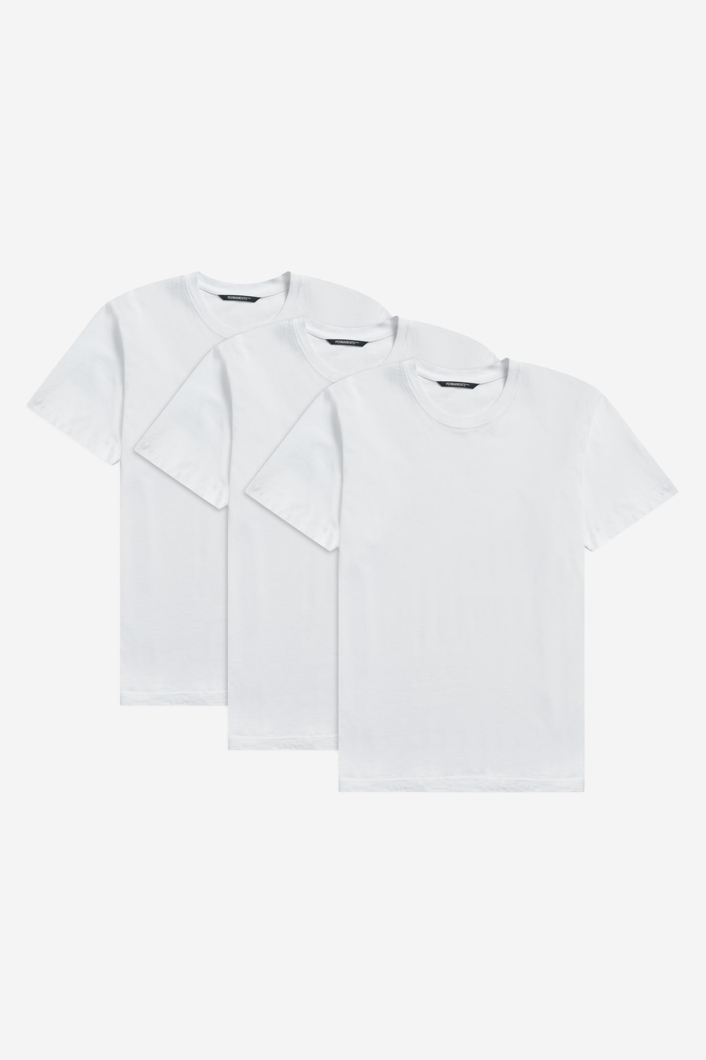 Men's jersey short-sleeved shirts, 100% organic cotton, pre-washed, classic round neckline, regular fit, white, set of 3.