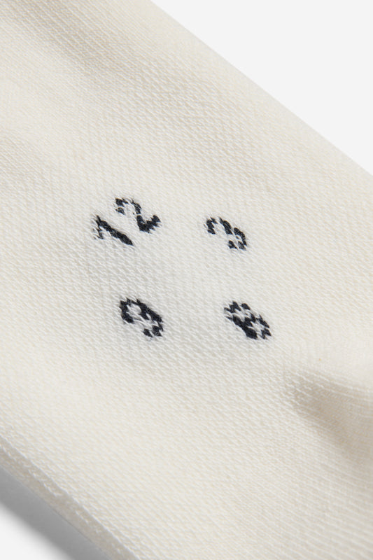 Unisex accessories socks, organic cotton mix, off-white with black embroidered numbers.