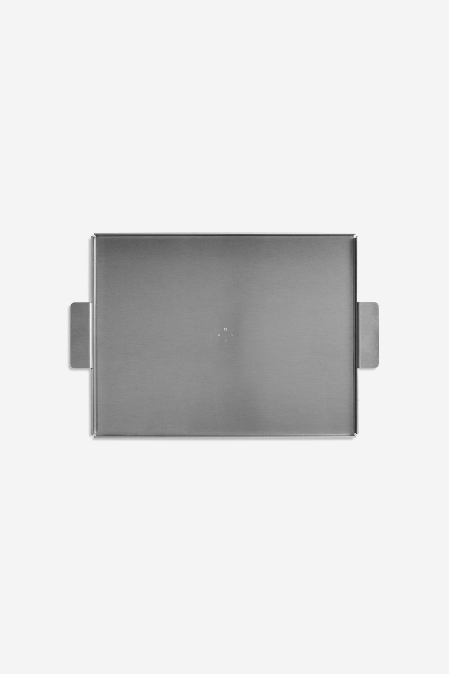 Accessories tray, rectangular, uncoated aluminium, with two small handles, 34x26cm.