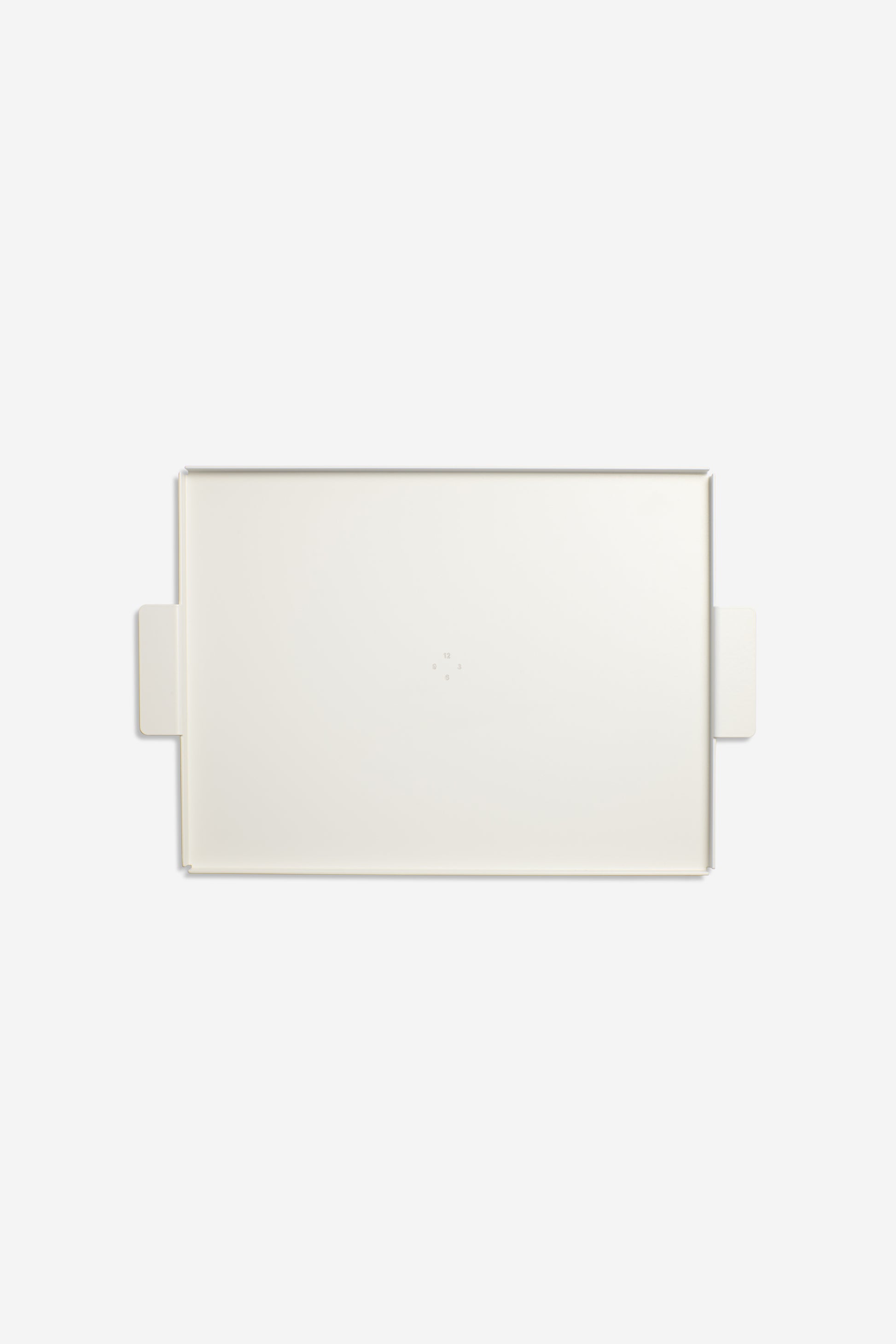 Accessories tray, small, white coated aluminum, 34x26cm, with handles.