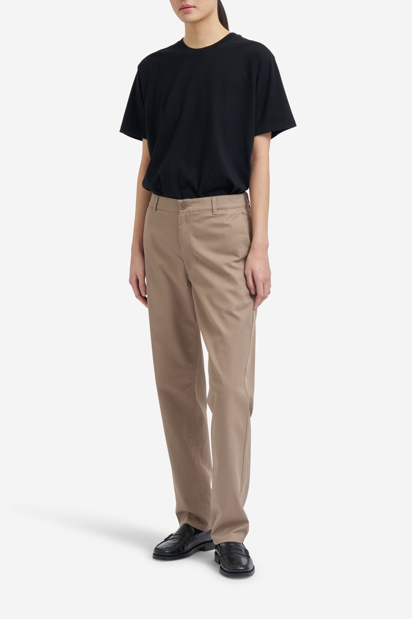 Women's jersey short-sleeved shirt, 100% organic cotton, pre-washed, black.