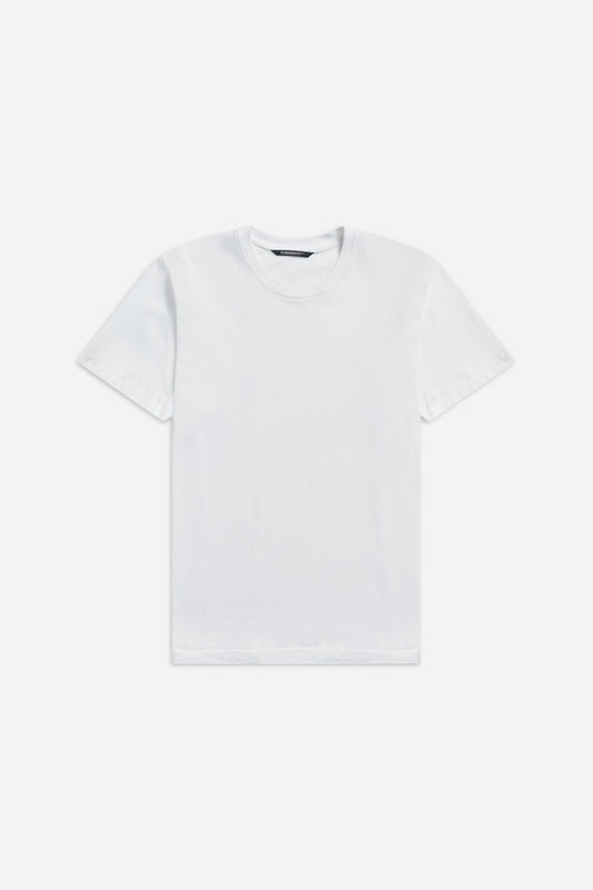 Men's jersey short-sleeved shirt, 100% organic cotton, pre-washed, white.