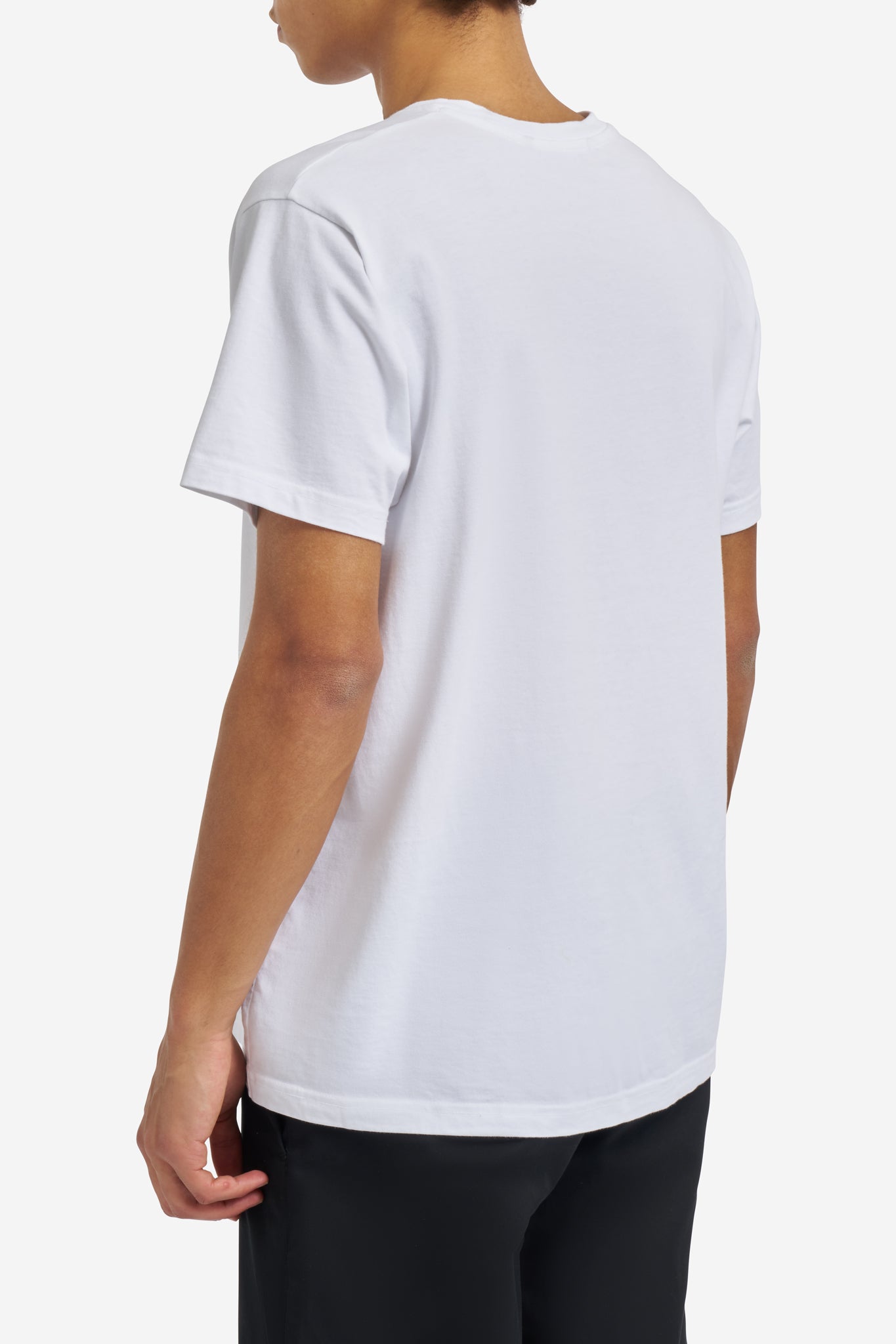 Men's jersey short-sleeved shirt, 100% organic cotton, pre-washed white, regular fit.