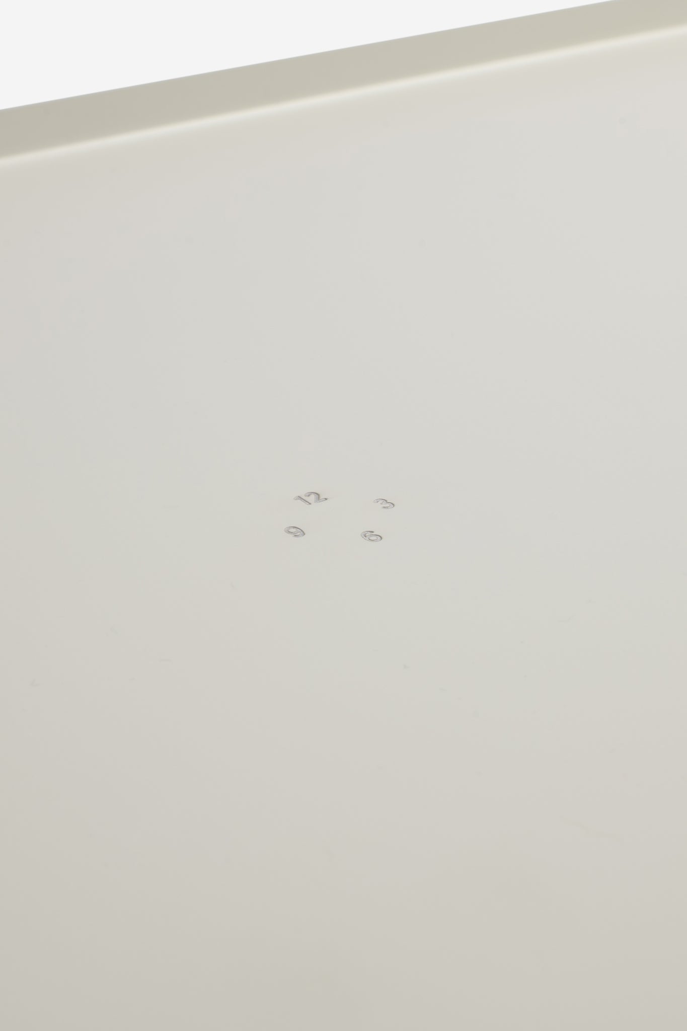 Accessories tray, white coated aluminum, 53x34cm, elegant minimalist design.