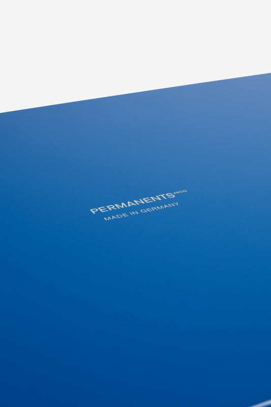 Accessories tray, small, gentian coated aluminum, with "PERMANENTS AKOG MADE IN GERMANY" text.