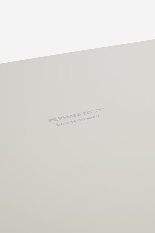 Accessories tray, small, white coated aluminum, with "PERMANENTS MADE IN GERMANY" text.