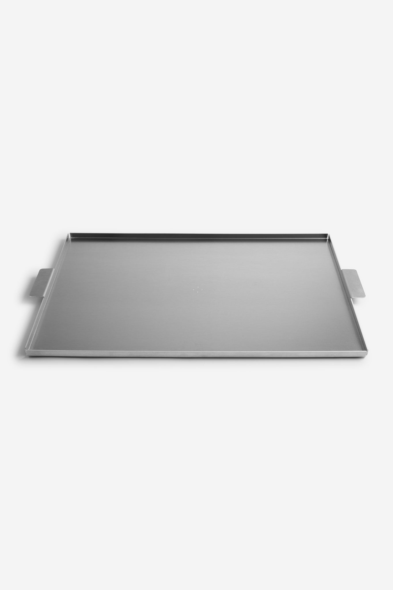 Accessories tray, large, uncoated aluminium, with subtle handles, 53x34cm.